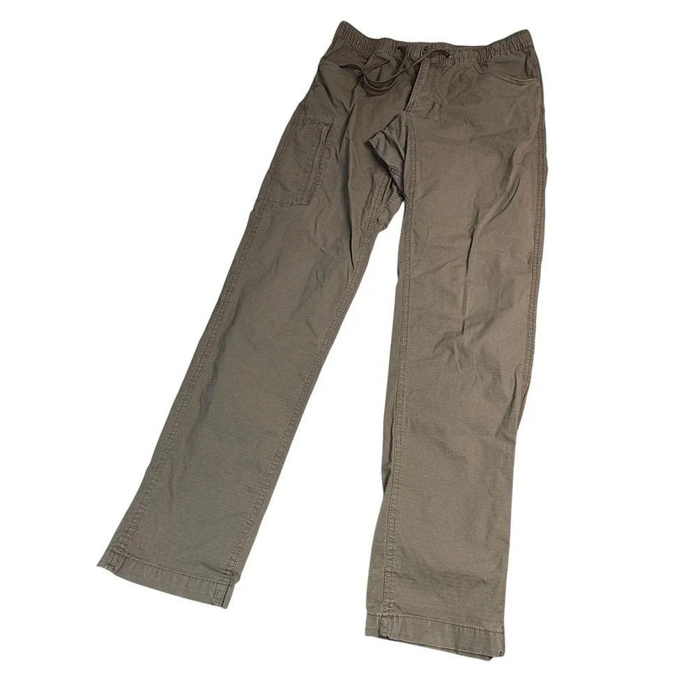 BYLT Premium Basics Mens Everyday Pant Taupe Brown Stretch Drawstring Waist M